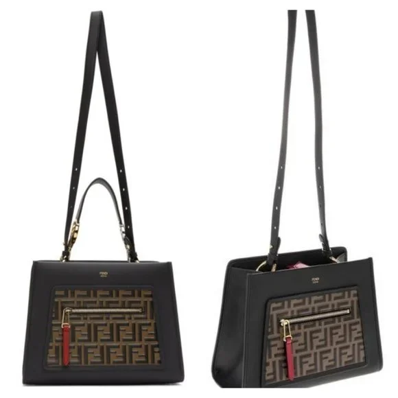 FENDI Tricolor Nappa Leather Runaway Logo Shoulder Bag - Picture 5 of 11